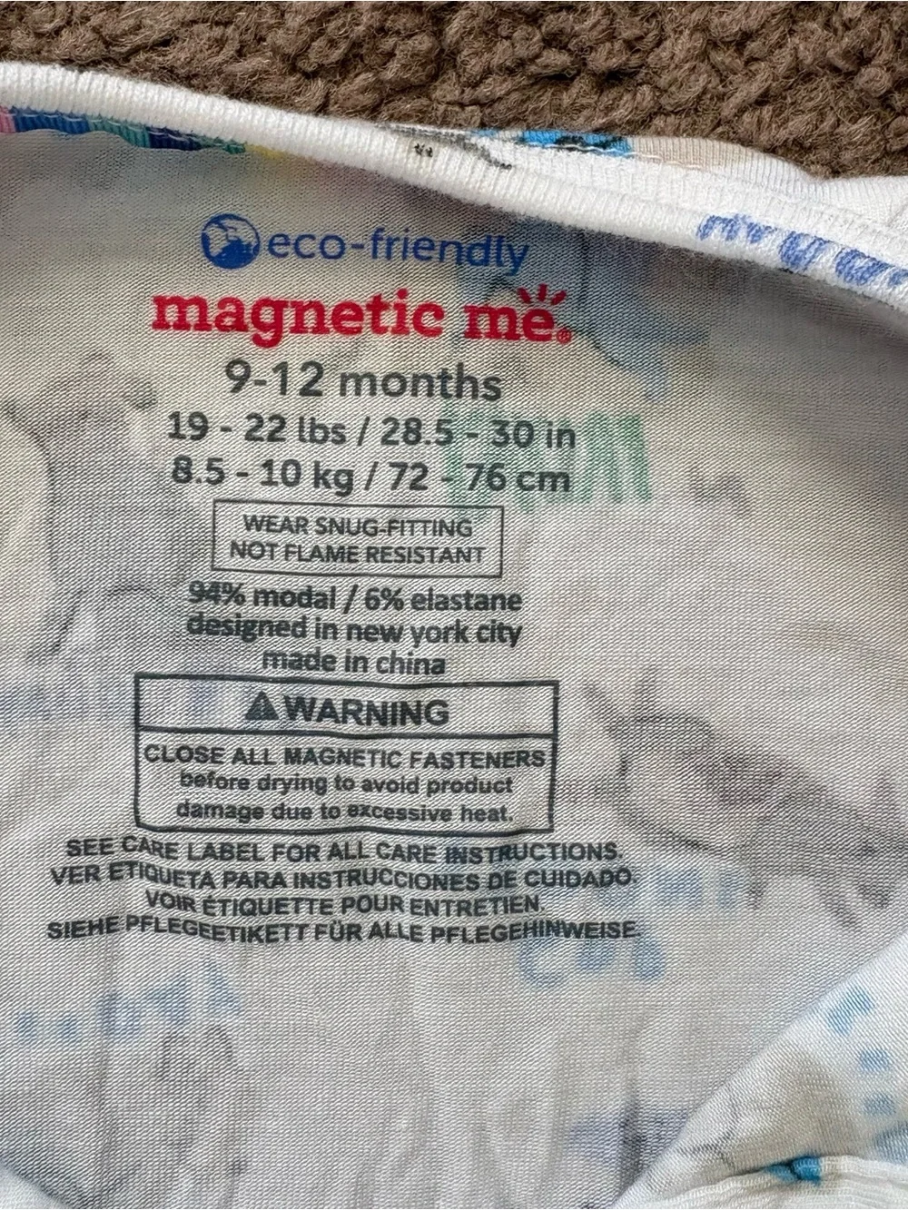 Magnetic Me Footed Modal Sleeper Magnetic Closure Dog Print 9-12 Months
